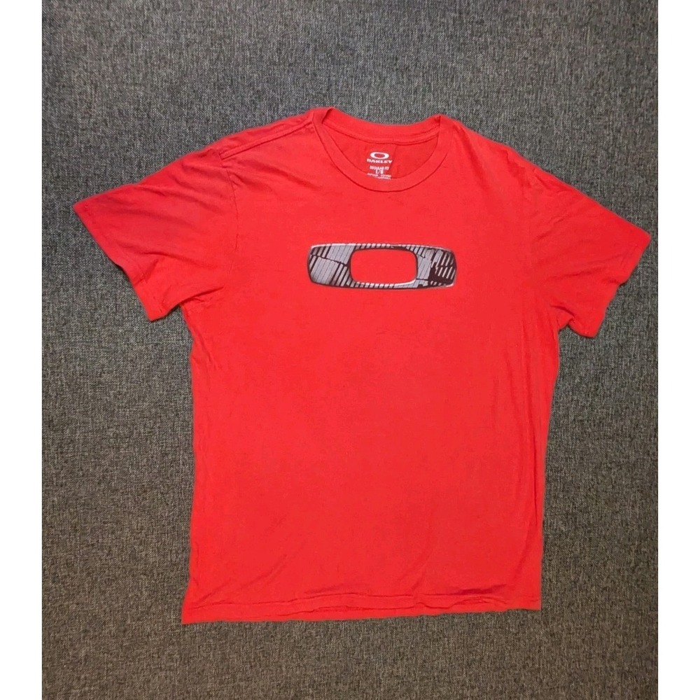 Vintage Oakley T Shirt Mens Large Big O Logo Short Sleeve Red Y2K Tee Grunge